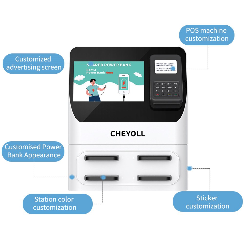 Cheyoll rental power bank station portable shared power bank with POS&NFC restaurant