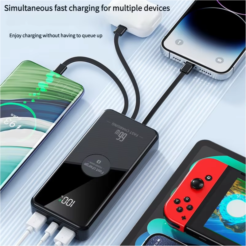 Portable Charger with Built-in Cables,20000mAh Power Bank for iPhone, Slim Fast Charge Battery Pack, Travel Essentials Powerbank