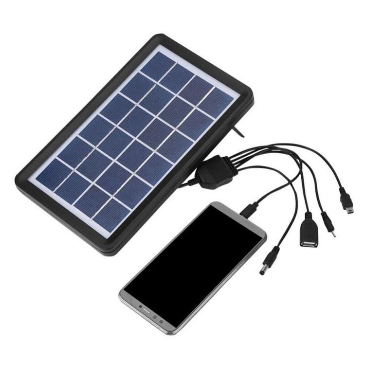 Portable solar panel power charger for cellphone and electronic products with 5 in 1 charging 3W 8W 6V solar battery charger
