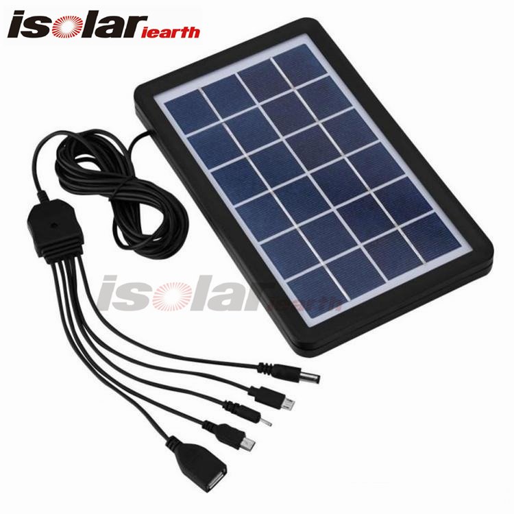 Portable solar panel power charger for cellphone and electronic products with 5 in 1 charging 3W 8W 6V solar battery charger
