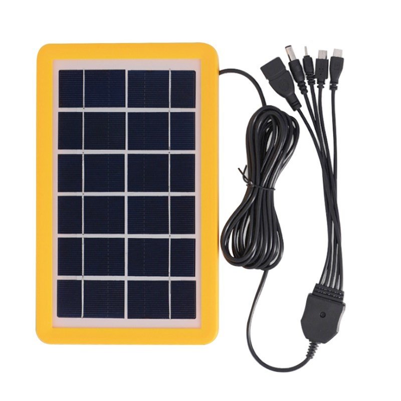 Portable solar panel power charger for cellphone and electronic products with 5 in 1 charging 3W 8W 6V solar battery charger