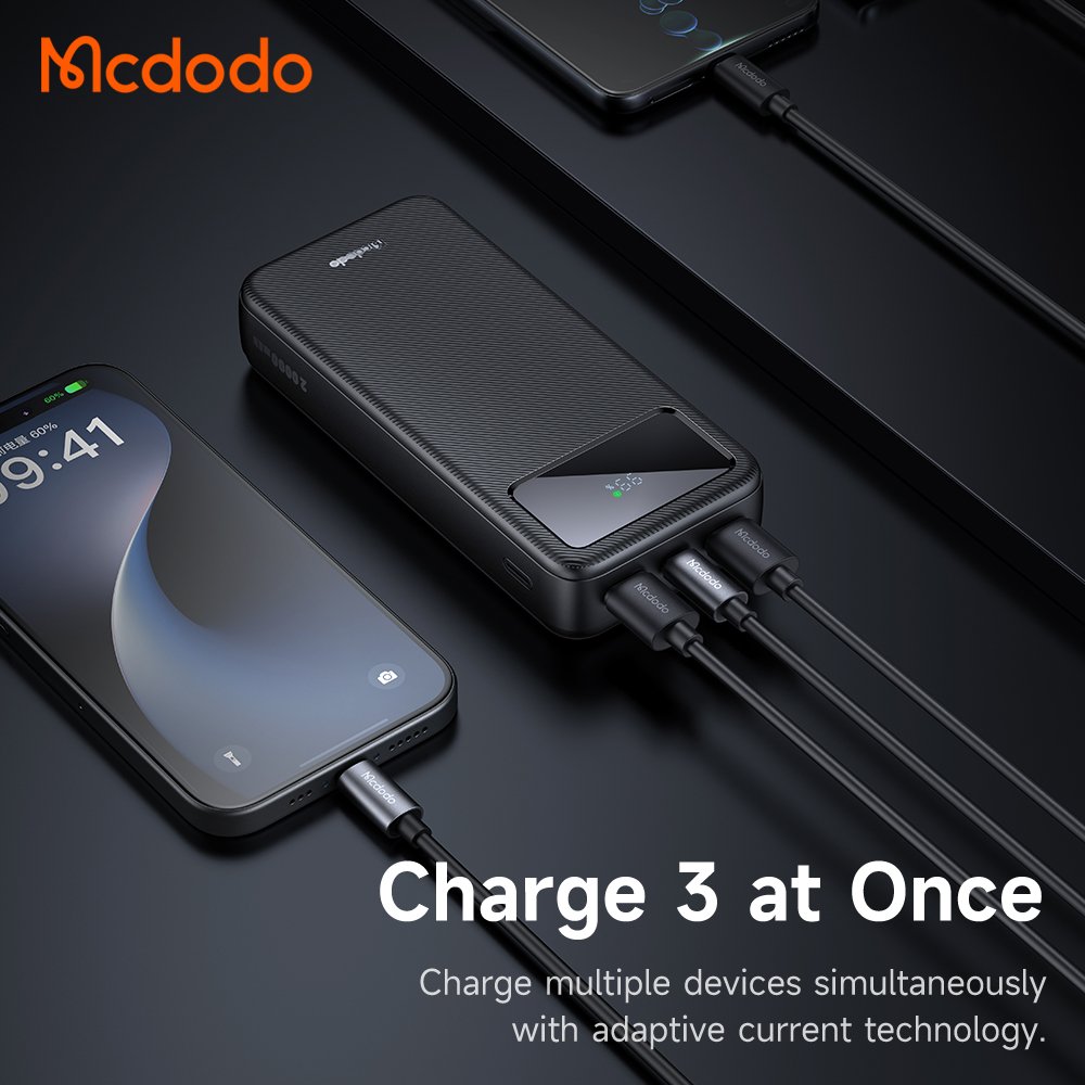 Mcdodo 423 22.5W 20000mAh USB-C Power Bank Large LED Display 3 Ports Dual USB + Type C Fast Charging PD QC Portable Charger