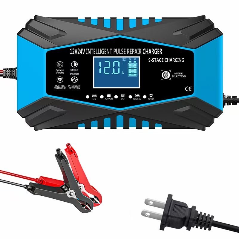 12/24v touch screen intelligent pulse repair lead acid battery charger for car motorcycle ,high quality with cheaper price