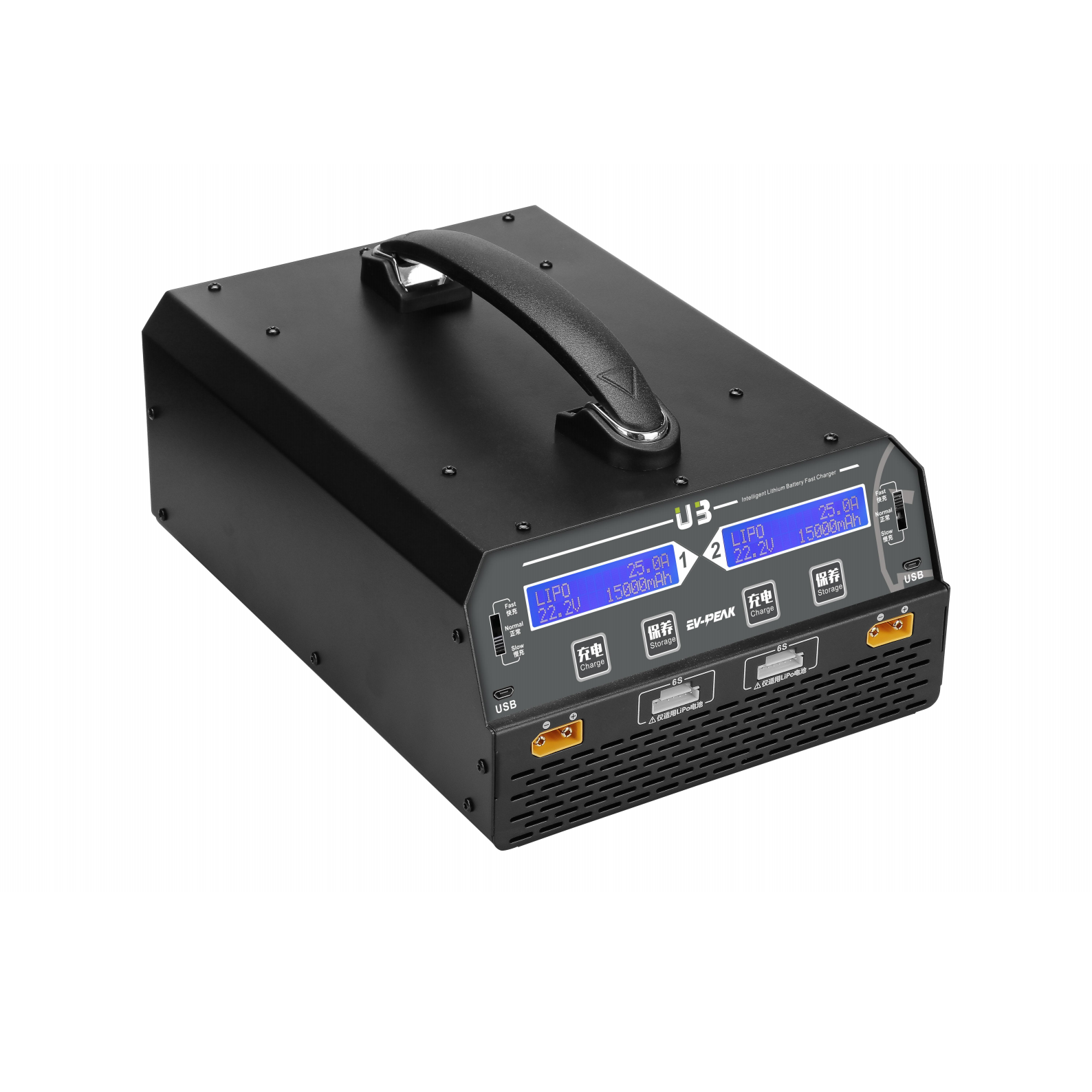 EV-PEAK U3 1200W/25A DUAL CHANNELS INTELLIGENT BALANCE CHARGER