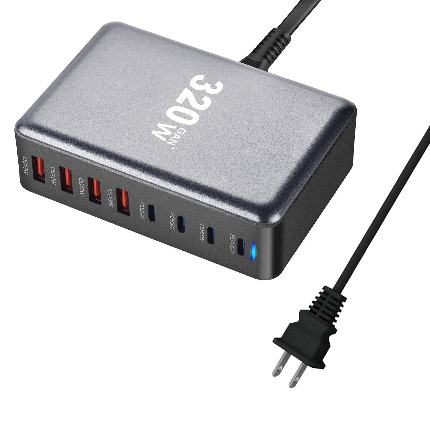 Super Fast Charging 320W Multi Port Power Station Portable Charger For Tablet Laptop For iPhone Desktop Power Charger Adapter
