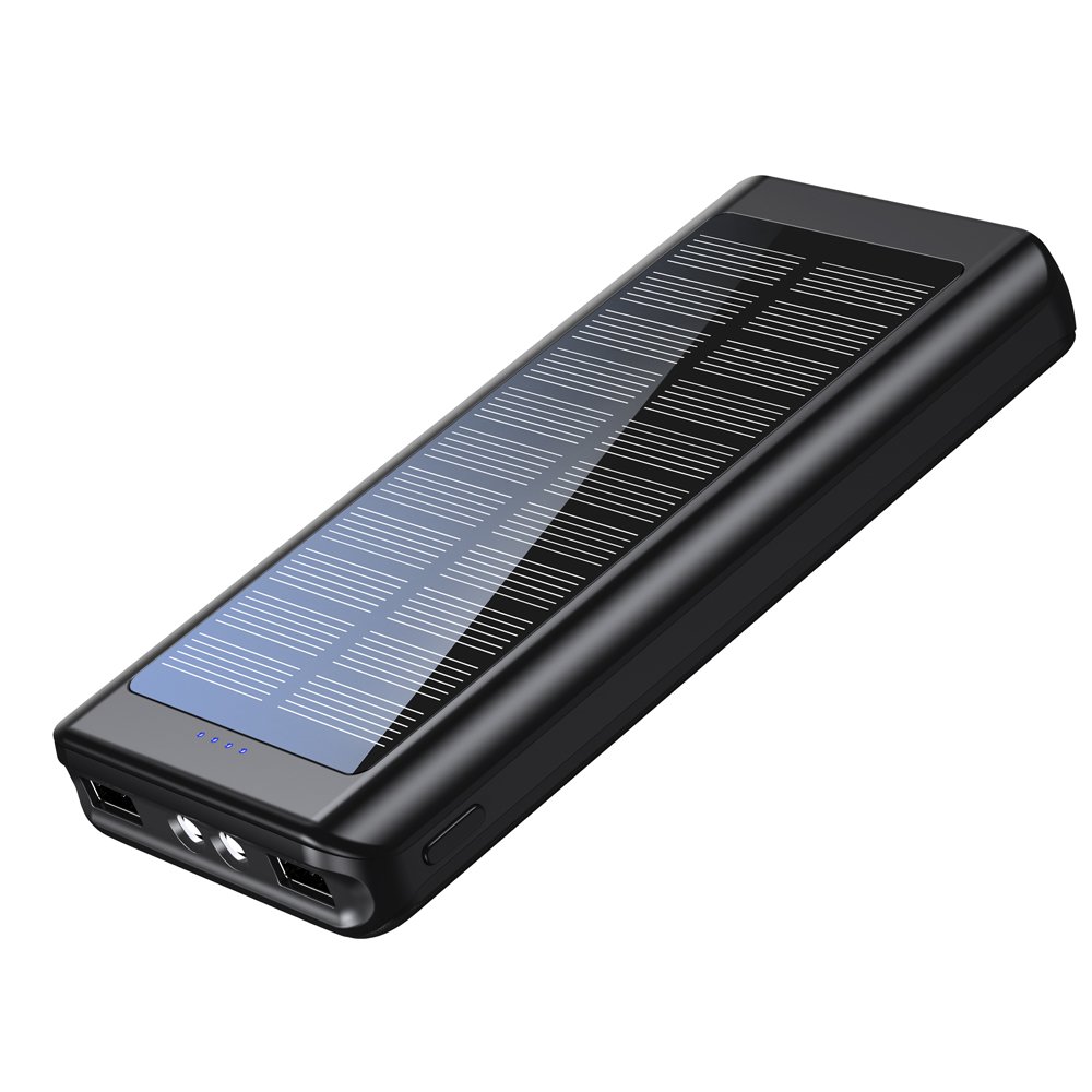 2024 New Products Solar Power Bank Hot Trending 20000mAh Double USB 2.1A Ultra Slim Electronics Portable Charge Flashlight