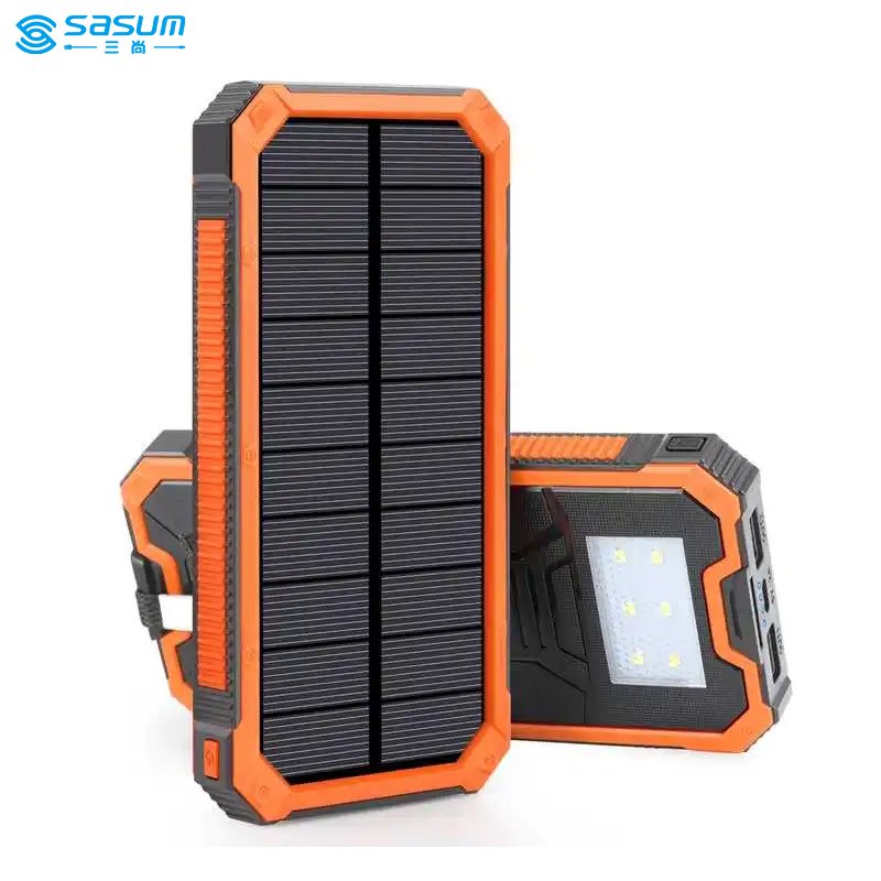 Grain design Solar 10000mAh power bank with flashlight led beats lanyard design for outdoor solar Cell Accessories charger