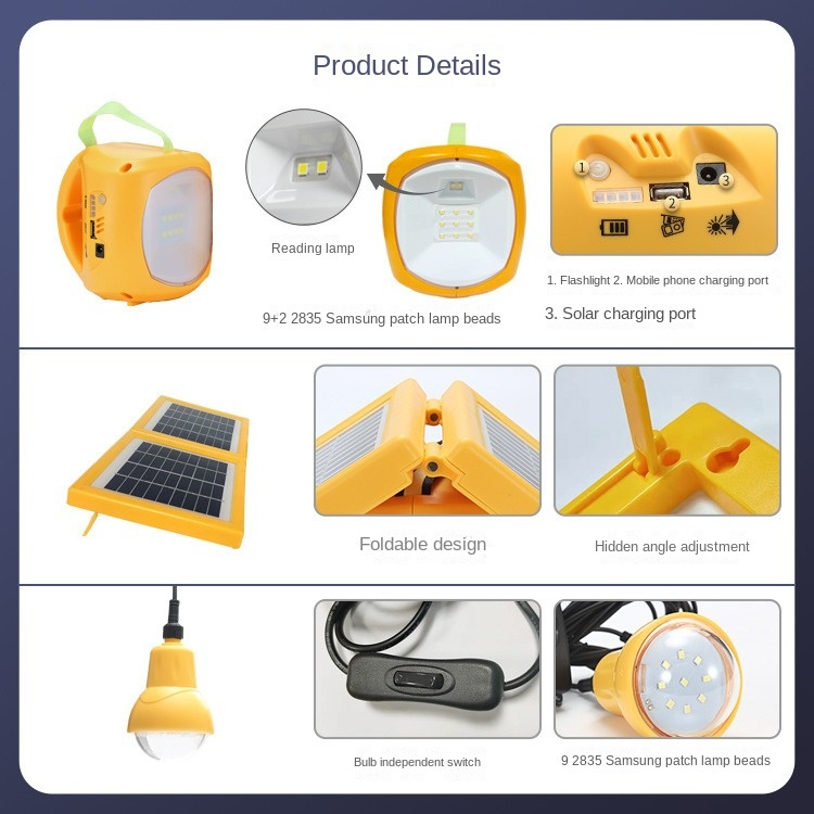 Portable solar Power System Set Emergency LED Charger Solar Light Camping lamp solar mini led Lighting Kit with Led Bulb
