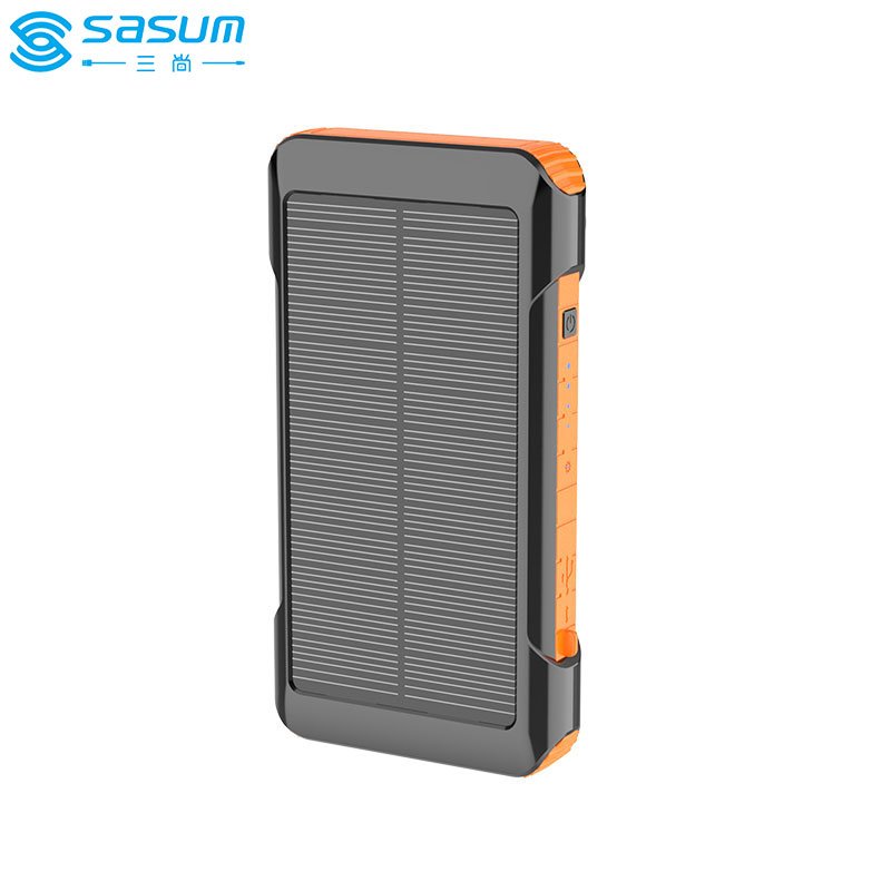 Sasum Solar charger SS008 10000mAh solar power bank hand-cranked power outdoor built-in cable power bank with flashlight