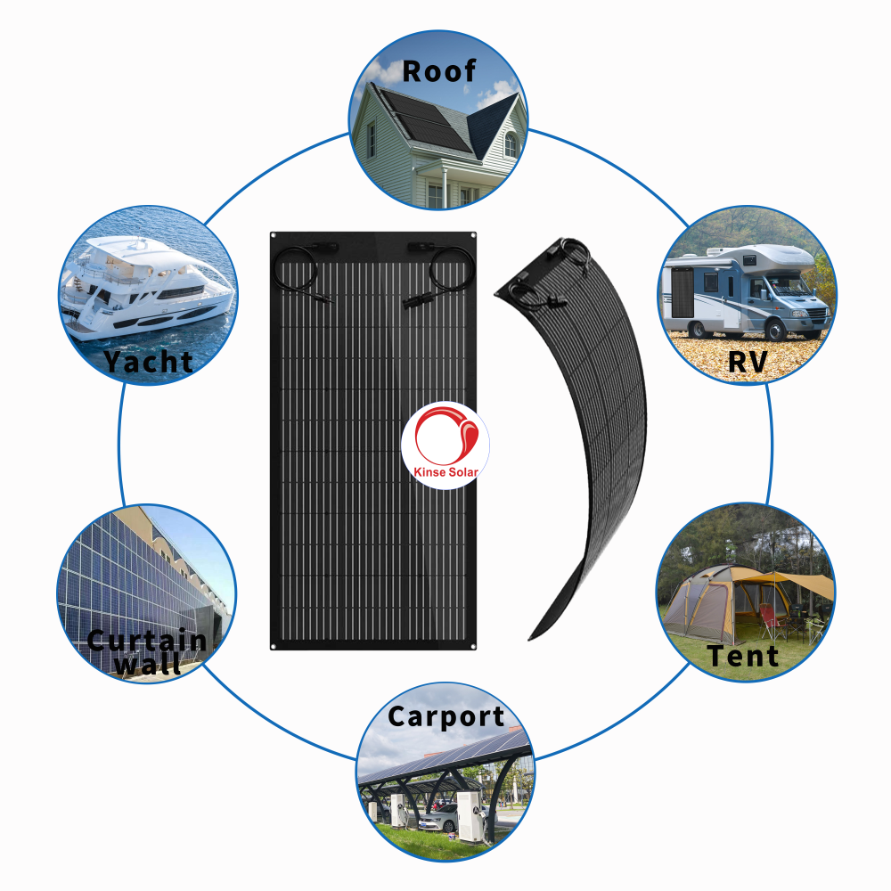 Factory Supply Semi paneles solares flexibles 100w Monocrystalline Charger for RV Boat Tent Caravans Motorhome from China