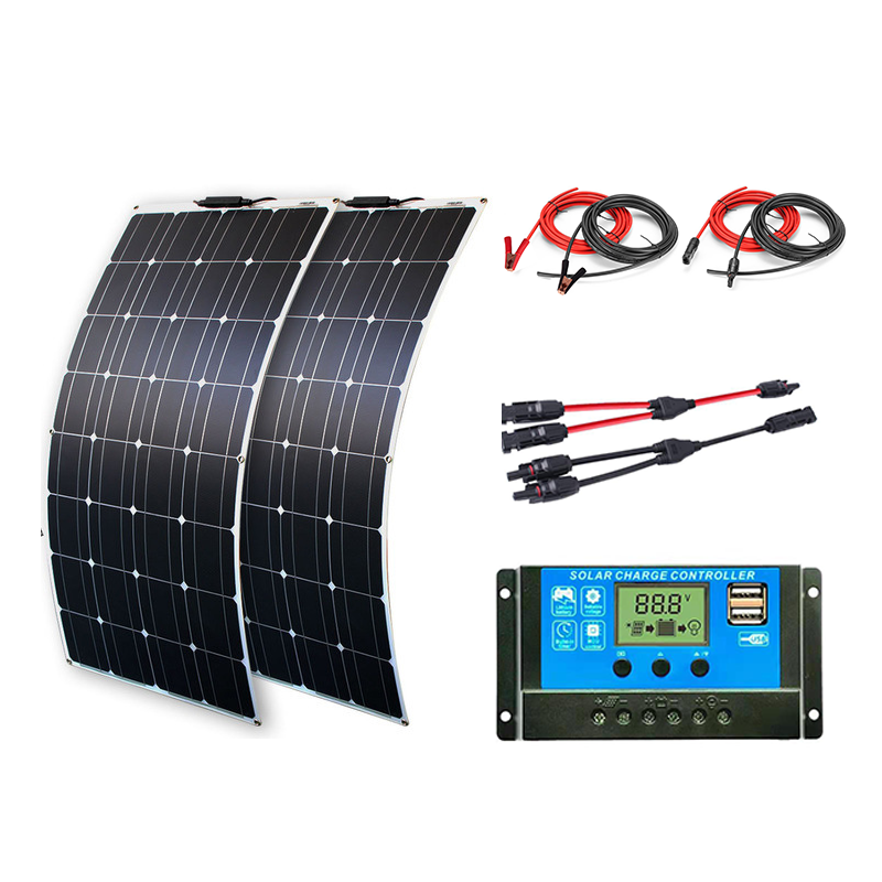 100W 12V Flexible Solar Panel Monocrystalline Cell 12 Volt Semi-Flexible for Marine RV Trailer Boat Cabin Van Car