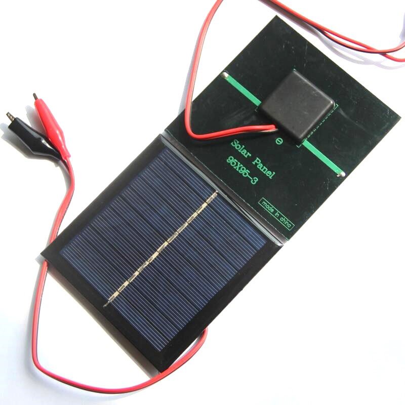 1W 5.5V Polycrystalline Silicon Solar Panel with Tiger Clip Solar Cells Charged 3.7V Battery
