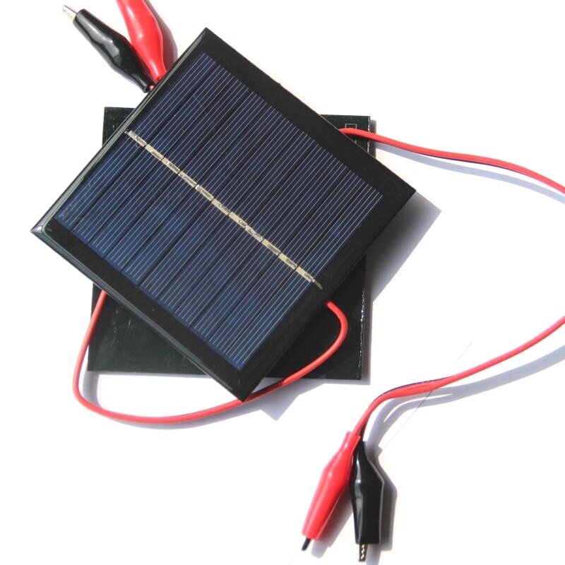 1W 5.5V Polycrystalline Silicon Solar Panel with Tiger Clip Solar Cells Charged 3.7V Battery