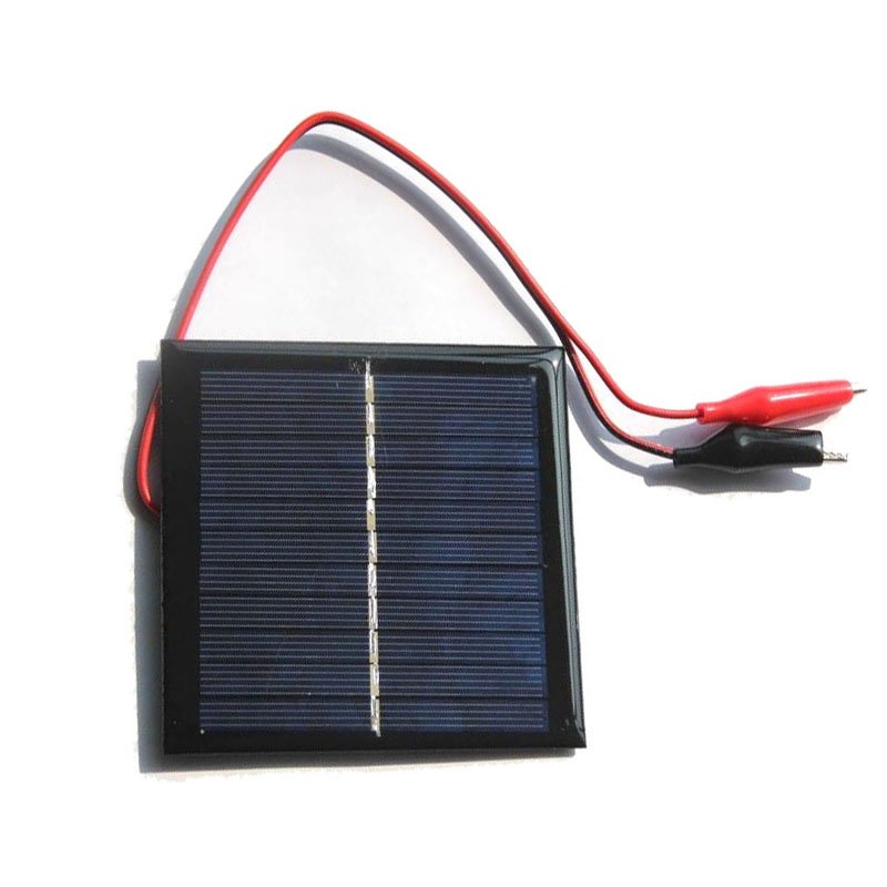 1W 5.5V Polycrystalline Silicon Solar Panel with Tiger Clip Solar Cells Charged 3.7V Battery
