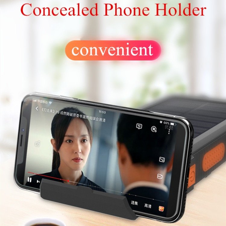 Solar Powerbank 20000mah Portable Solar Phone Charger 2020 Wholesale Custom Solar Power Bank With Concealed Phone Holder