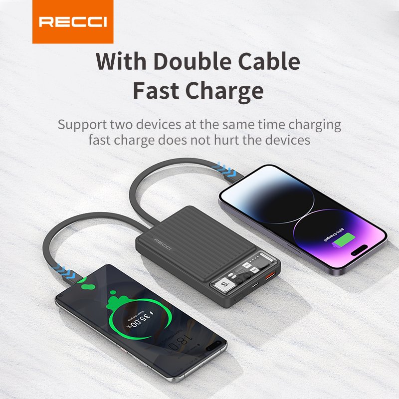 Wholesale Power Bank Super Fast Charging 10000mah Power Bank Portable Chargers with Two Cables for iPhone Android phone
