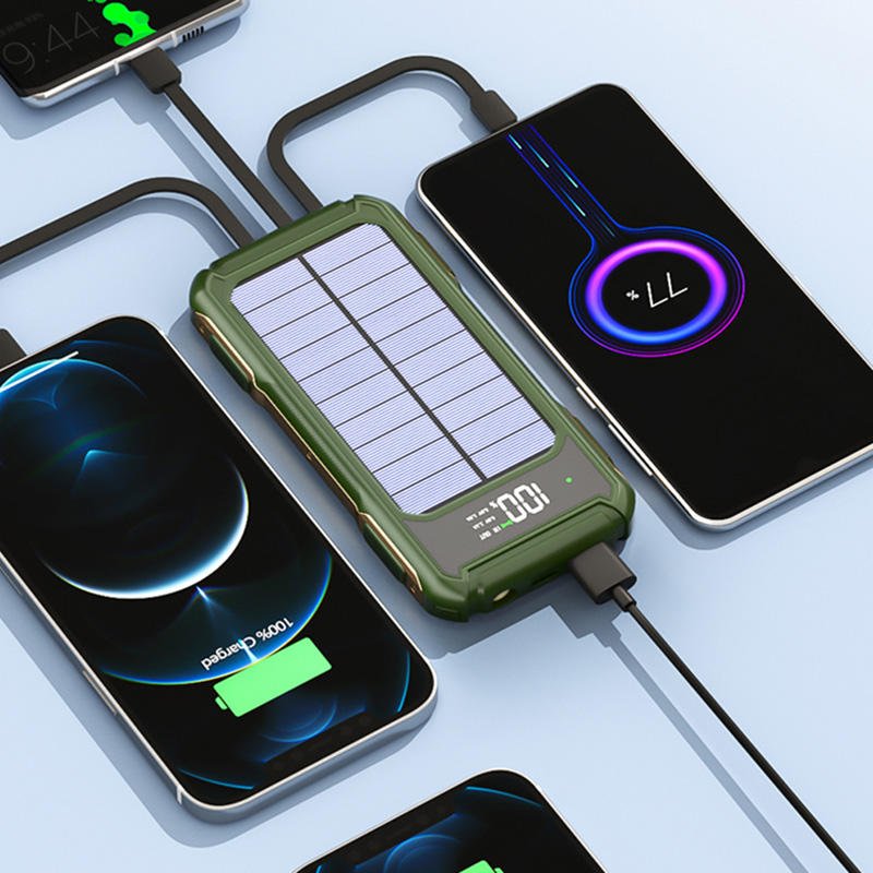 Hot Sale Solar Power Bank 10000mah 20000mah outdoor Fast Charging with built-in cables