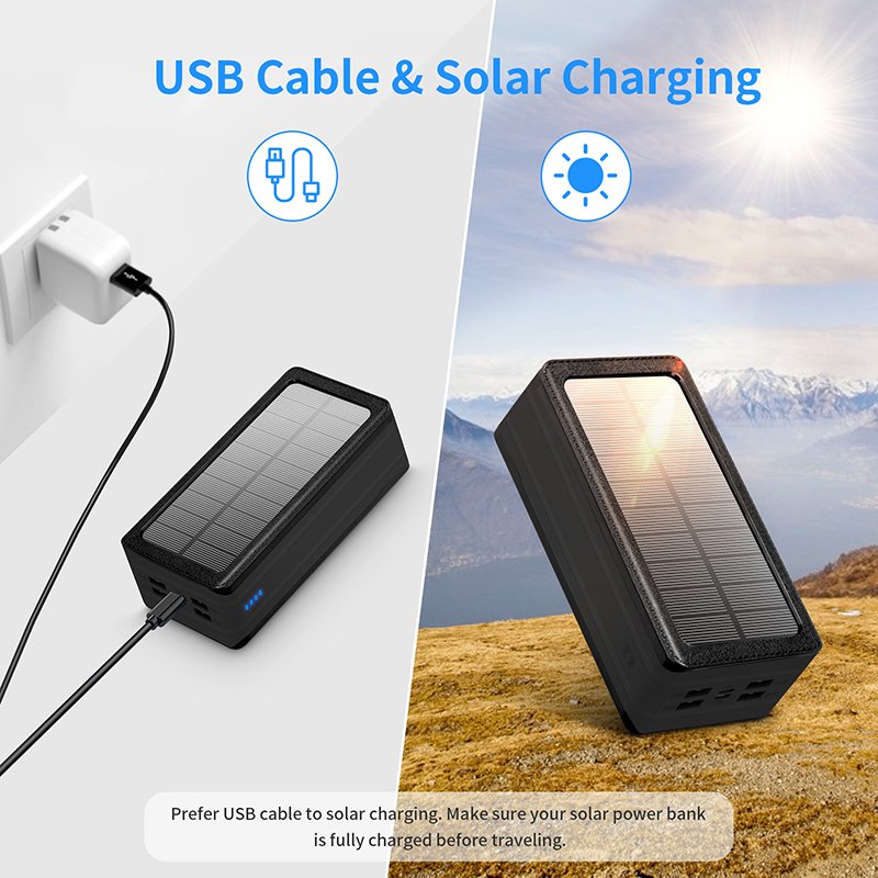 Trending OEM Mobile Usb Powerbank 500000 Mah 30000mah Portable Charger Waterproof 20000mah Solar Power Bank 50000mah For Camping