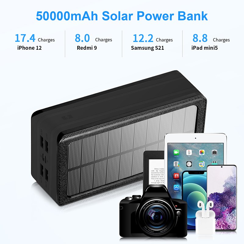 Trending OEM Mobile Usb Powerbank 500000 Mah 30000mah Portable Charger Waterproof 20000mah Solar Power Bank 50000mah For Camping