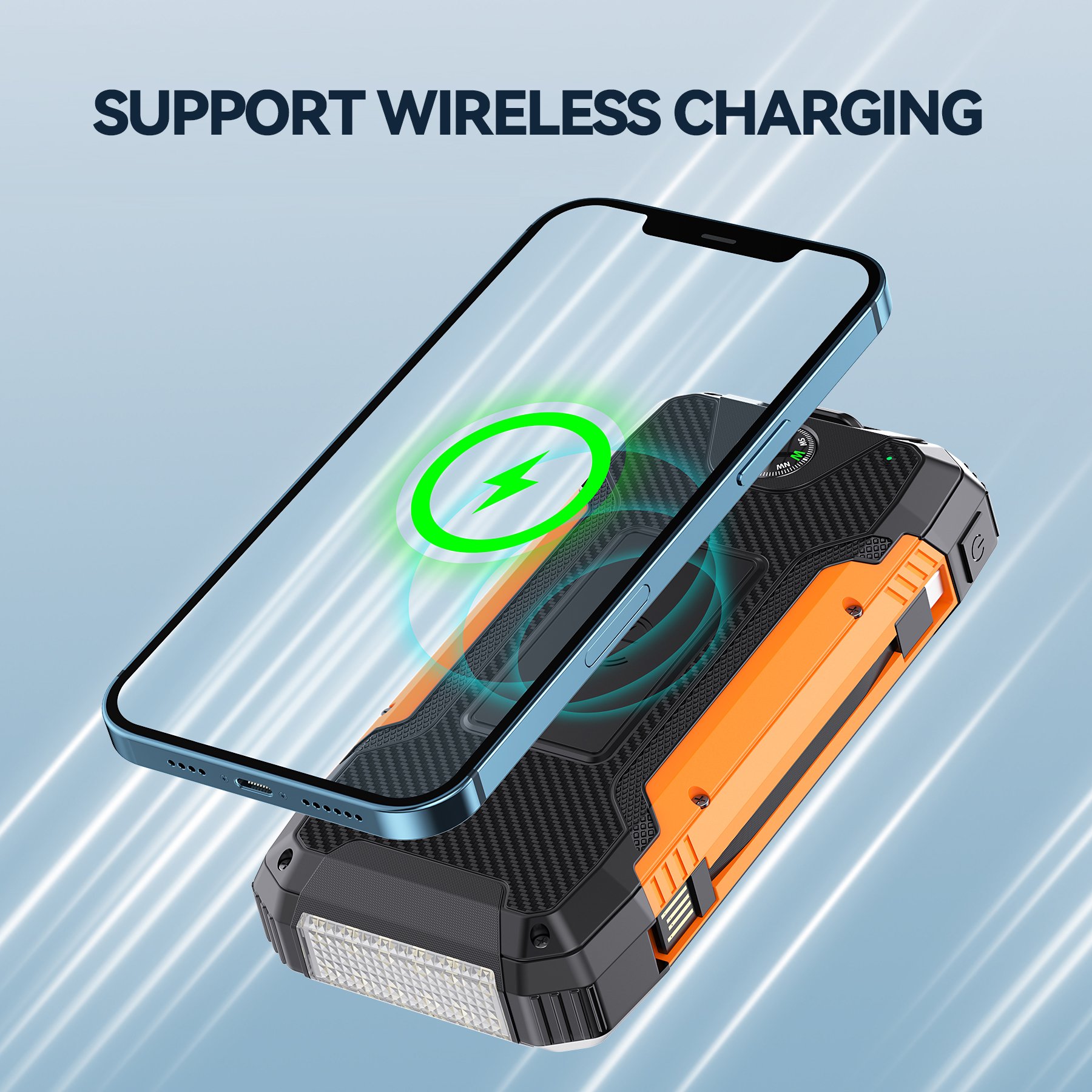 Waterproof Outdoor Solar Battery ROHS Power Bank Supplies 30000mah With Built-In Cables Solar Panel Portable Charger
