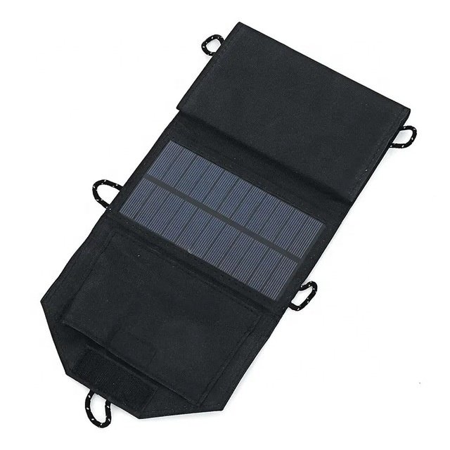 Foldable Camping Solar Charger Waterproof 7W Solar Power Charger Compatible with Cell Phones, Smart Watches, Personal Appliance