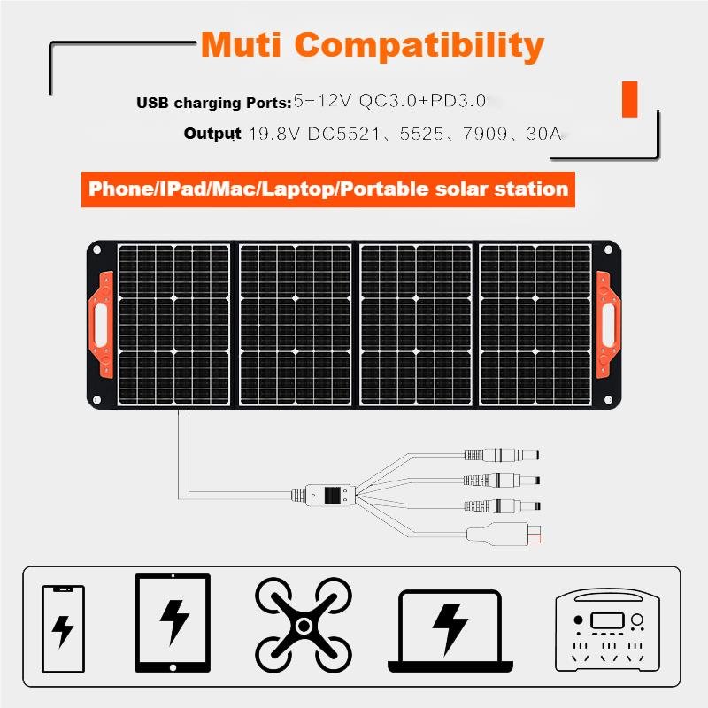 Portable Foldable solar panel Kit monocrystalline mobile solar panel manufacturing 120W suit for outdoor camping travelling