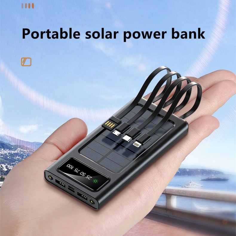 Wholesale Charger Travel Powerbank 10000mah 20000Mah 30000Mah Solar Power Bank Digital Display Portable Power Banks for Camping