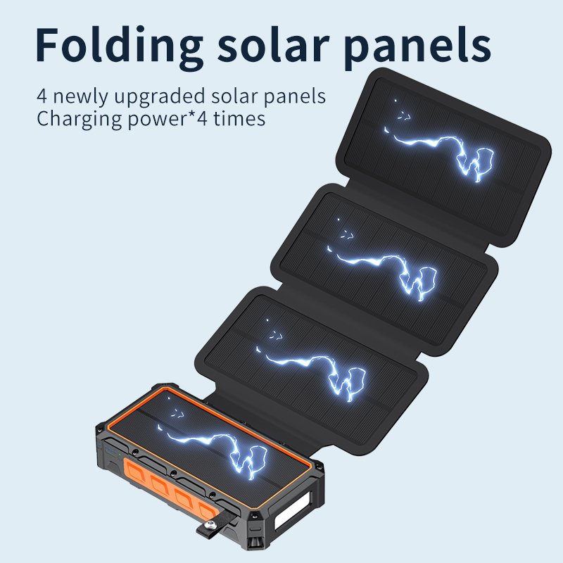 Portable Charger 30000mAh Solar Power Banks Mobile Phone Dual USB 3A Grade Solar Powerbank Fast Charge Solar Power Bank 50000mAh