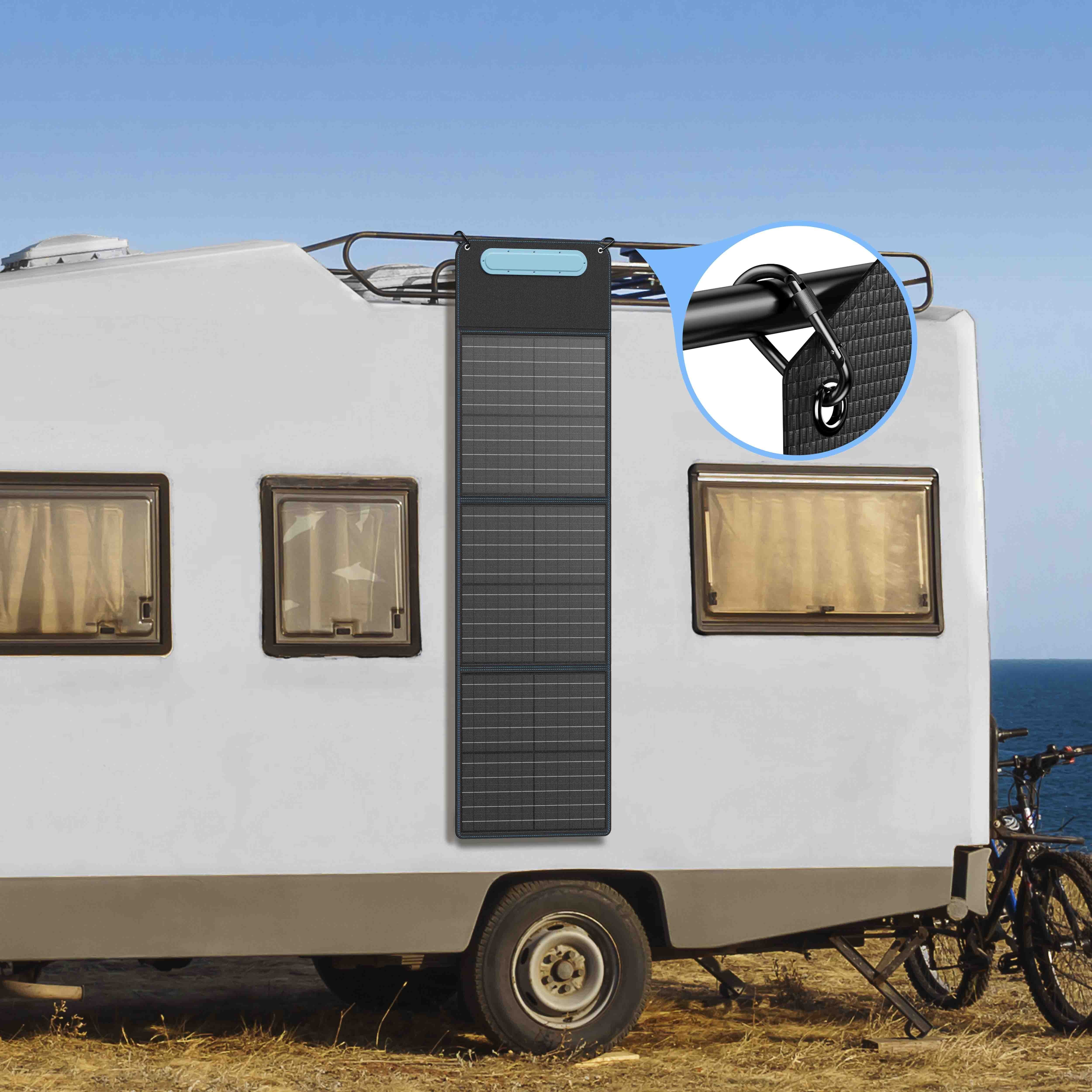 Foldable Solar Panel Charger with USB-C and USB-A Outputs Waterproof for Camping, Hiking, Backpacking 60watts solar generator