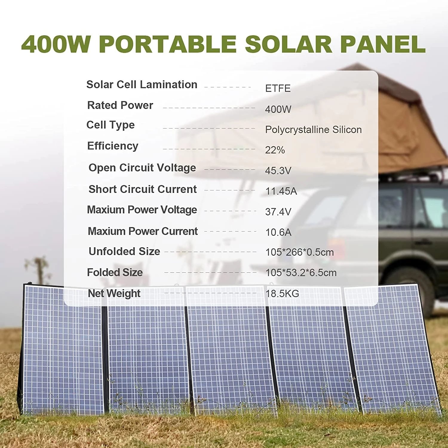 Foldable Solar Panel 400W / 200W / 100W / 60W Solar Charger for Power Station Solar Generator Camping Boat