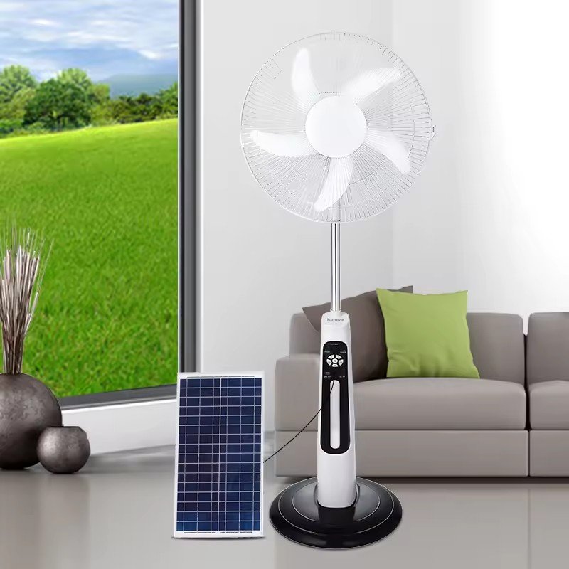 XL-K300A 12V Solar Panel Powered AC/DC Fan with LED Light and USB Charging for Outdoor Camping