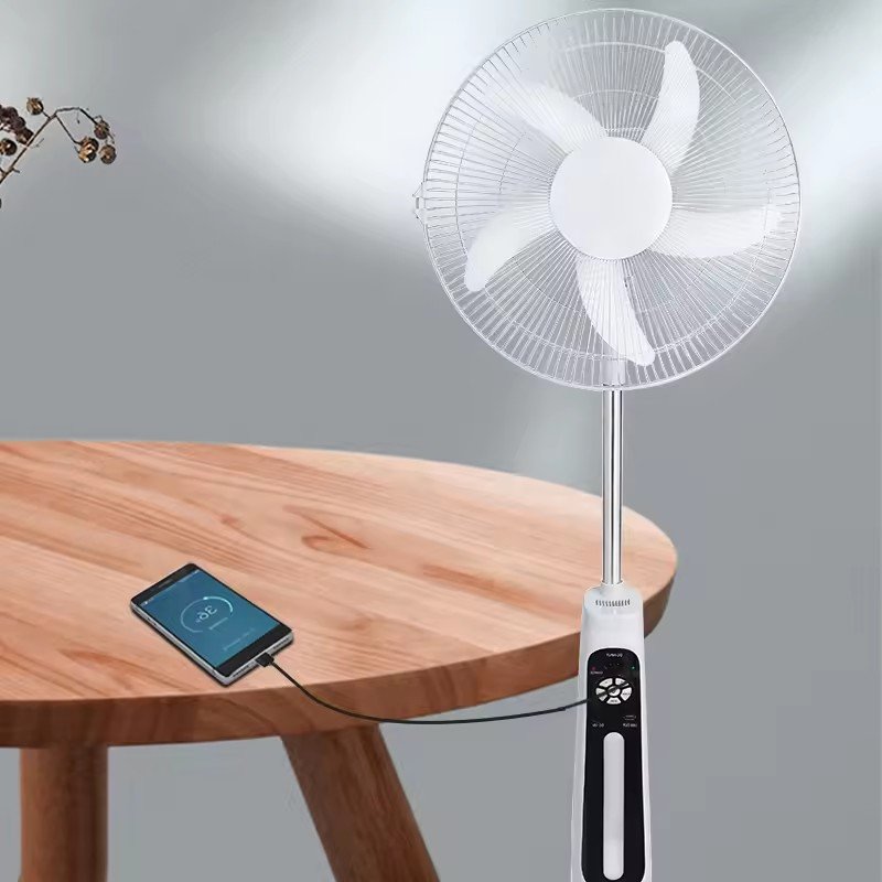 XL-K300A 12V Solar Panel Powered AC/DC Fan with LED Light and USB Charging for Outdoor Camping