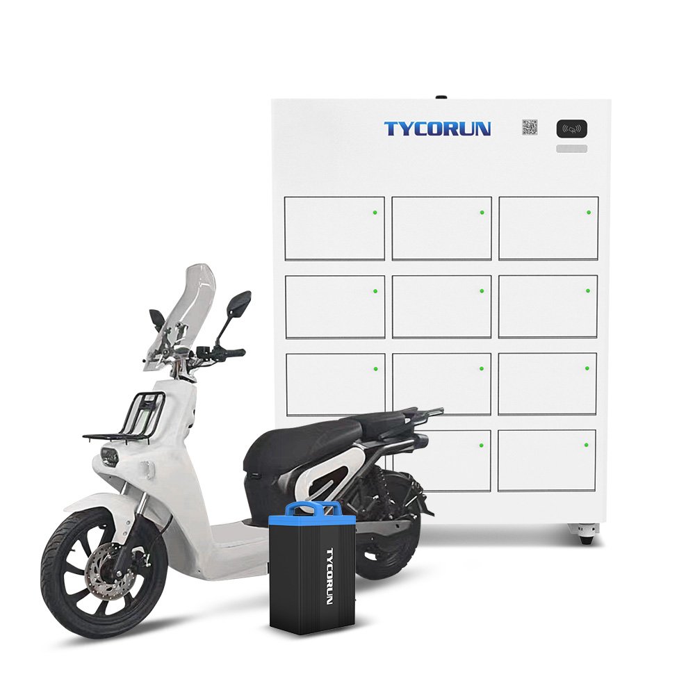 Tycorun public charging cabinet battery swap module ev scooter motorcycle ebike solar battery swapping charging station