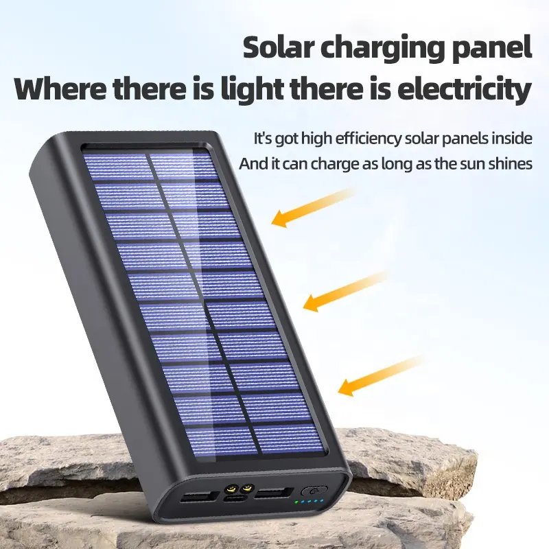 2023 Outdoor Power Bank Solar Panel Phone Charger Waterproof Solar Charger Power Bank With LED lights