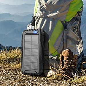 Solar Power Bank 50000mAh, Portable Solar Phone Charger with Flashlight 4 Output Ports