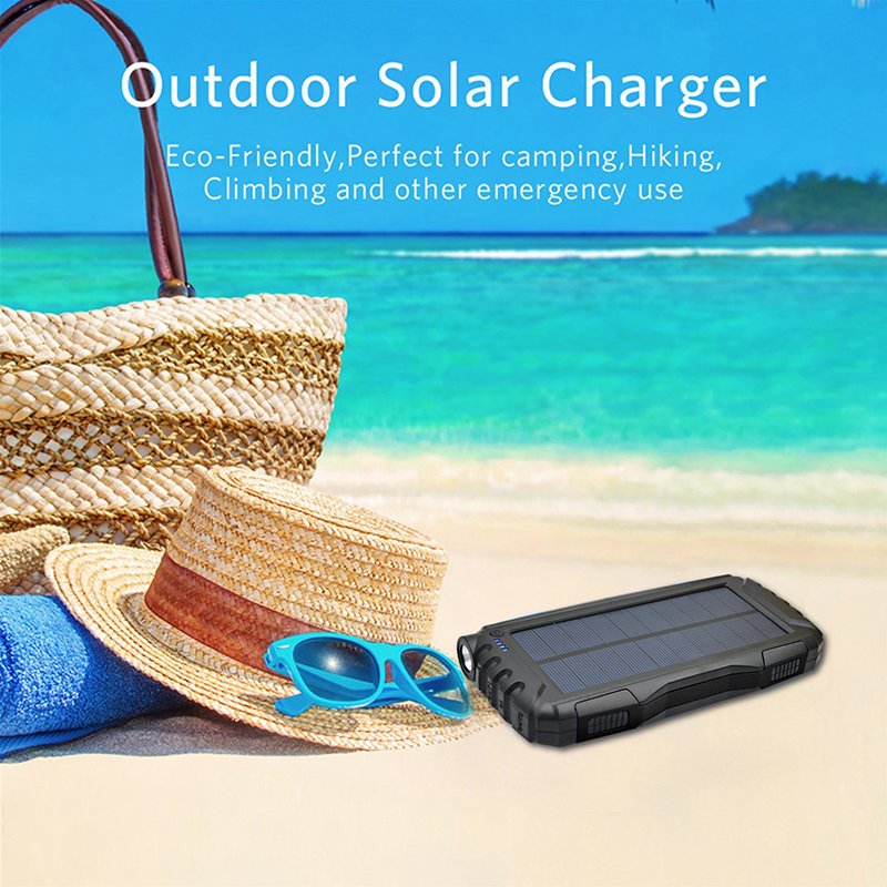 Solar Power Bank 50000mAh, Portable Solar Phone Charger with Flashlight 4 Output Ports