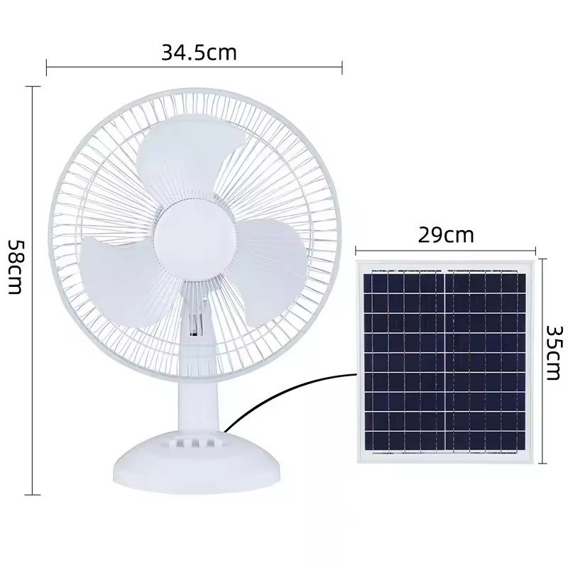 15W Home Electric Fan Solar Rechargeable Fan with Solar Panel Power Saving