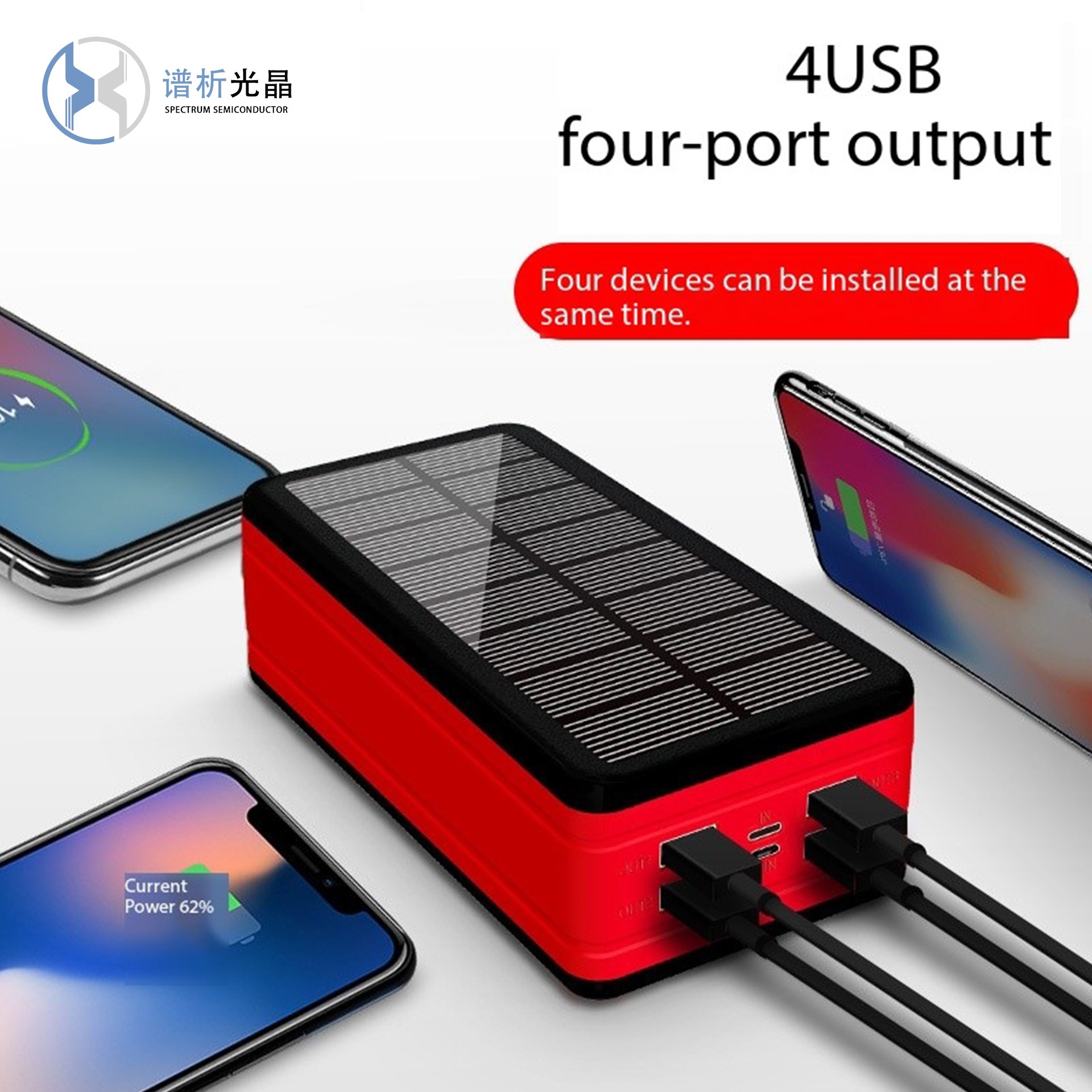 2024 Travel Essentials Solar Power Bank Solar Fast Charger 50000 100000 MAh With Solar Panel For LED Camping Lights Outdoor