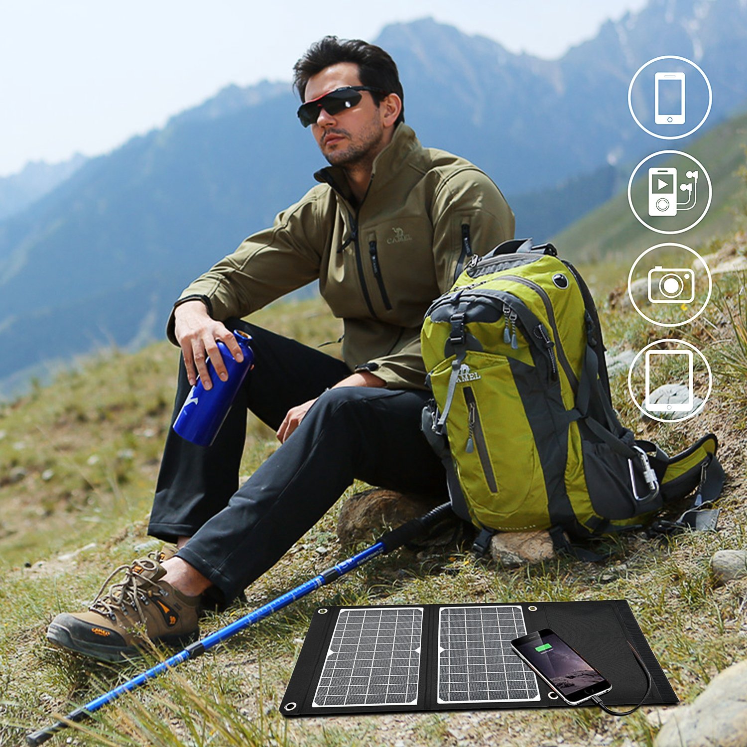 Wholesale Solar Bag Charger 15W ETFE Monocrystal Foldable Camping Solar Panels USB Output