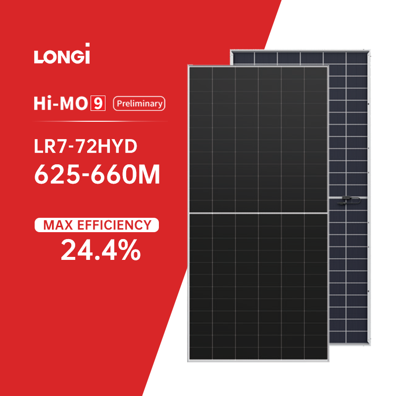 Longi Solar Panels 630W 640W 635W 645W 650W 655W 660W Double Glass Solar Panels Himo 9 Longi LR7-72HYD PV Panels