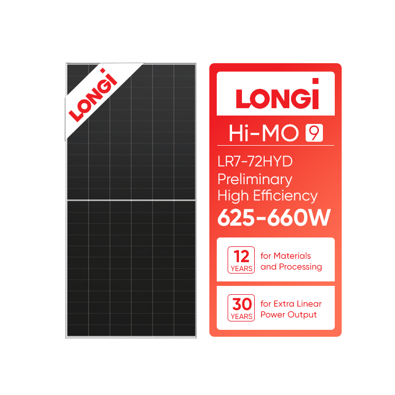 Longi Solar Panels 630W 640W 635W 645W 650W 655W 660W Double Glass Solar Panels Himo 9 Longi LR7-72HYD PV Panels