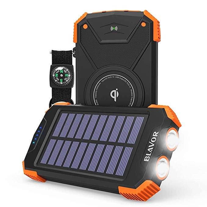 rugged carabiner emergency Camping Hiking LED Flashlight waterproof PD 20watts fast Wireless charger 10000mAH solar power bank