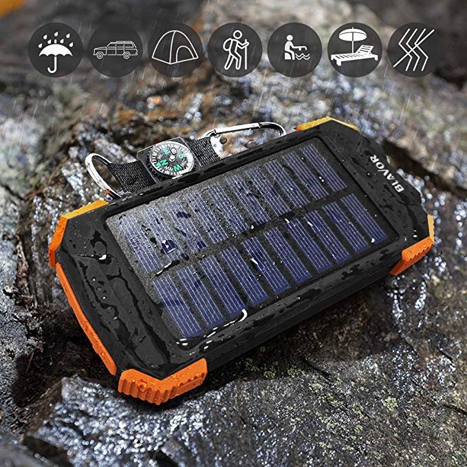 rugged carabiner emergency Camping Hiking LED Flashlight waterproof PD 20watts fast Wireless charger 10000mAH solar power bank