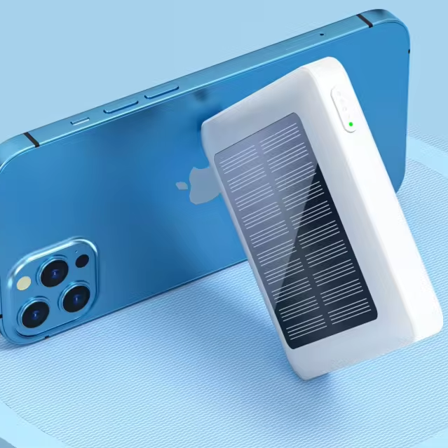 Mini 5000mAh Solar Power Bank Dual Type C Output Waterproof ABS/Plastic Material USB Input Interface for Charging Solar Panel