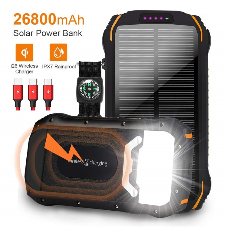 Wholesale Portable Wireless Charge 26800mah Solar Power Bank Waterproof Outdoor