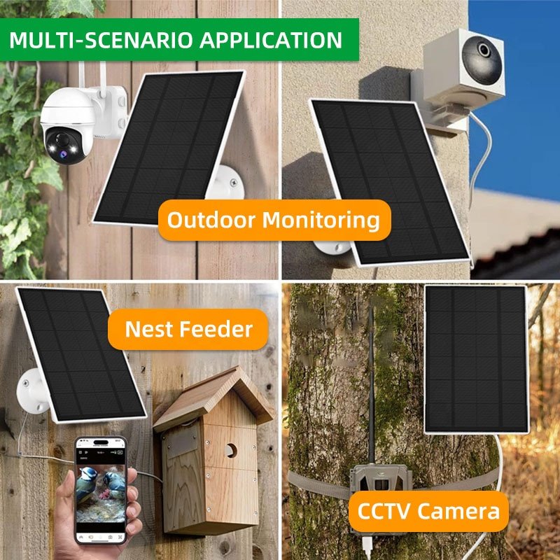 BUHESHUI 2-in-1 Solar Charging Panel with Battery for Nest Feeder Security Camera Energy Cell 3W
