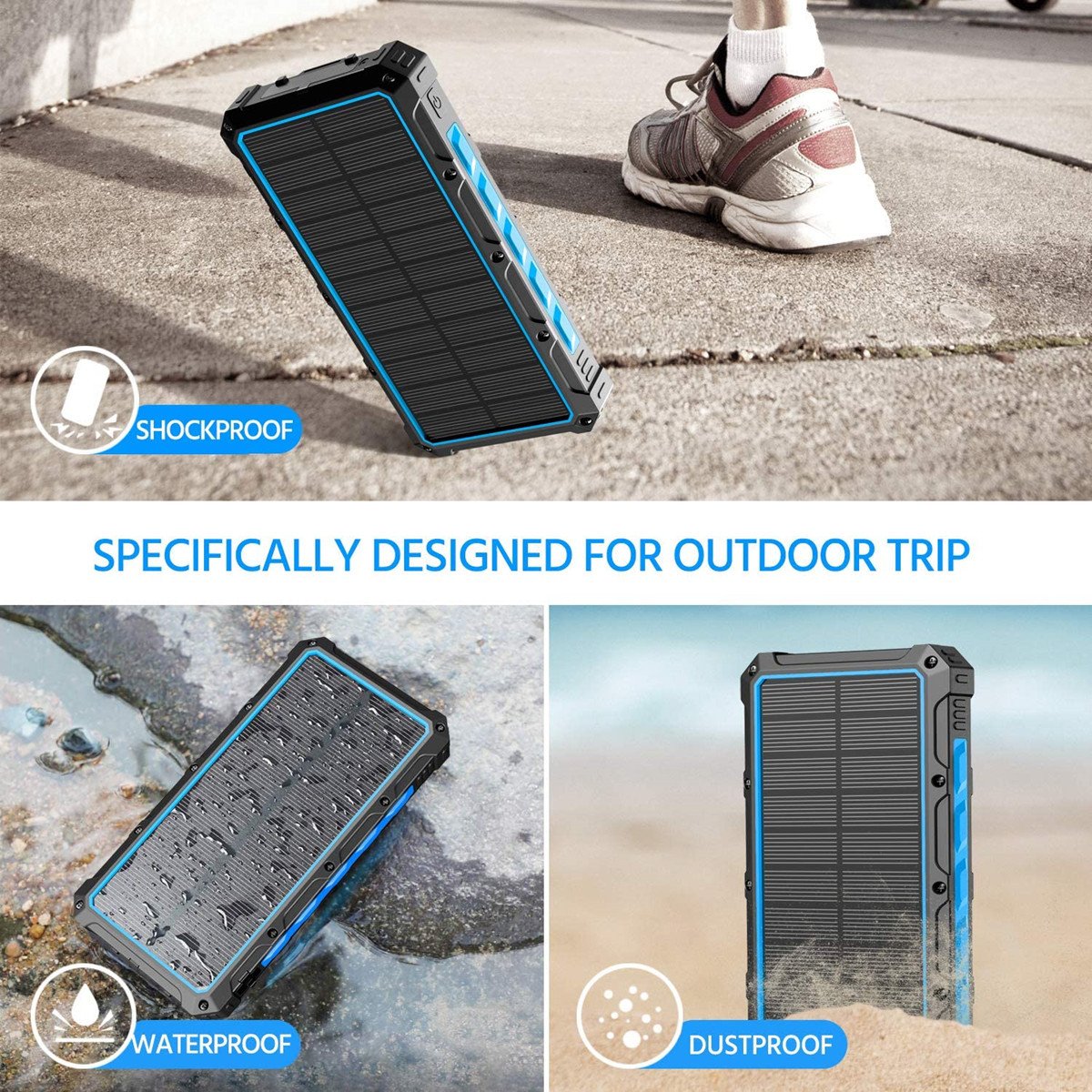 2025 Cool Gadget Travel Gear 36000mah Wireless Solar Big Rugged Phone Power Bank Charger Smart Battery Pack Powerbank Magsafe