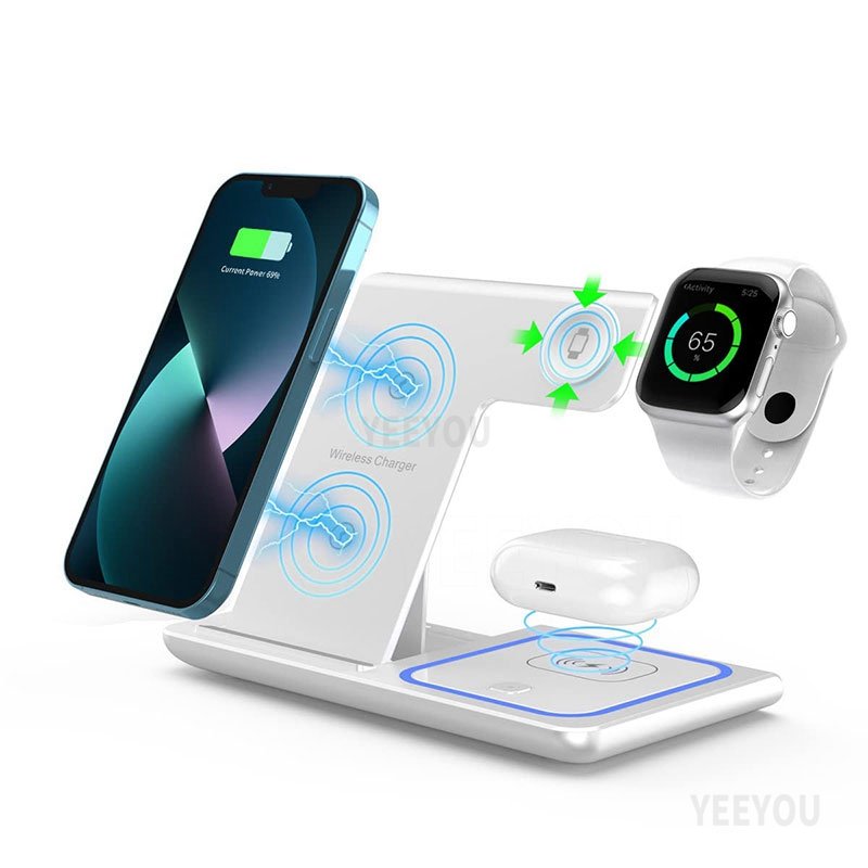 15w Wireless Charger 3 In 1 Fast Foldable Dock For Iphone16 15 Pro Max Plus Smart Watch Air-pods Desktop Charging Station