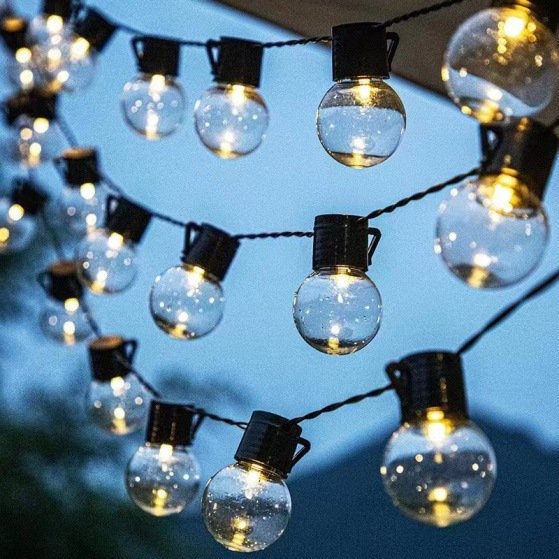 Solar String Lights Outdoor Solar Waterproof Retro Bulb Fairy String Lights for Cafe Wedding Party Patio Holiday Decoration