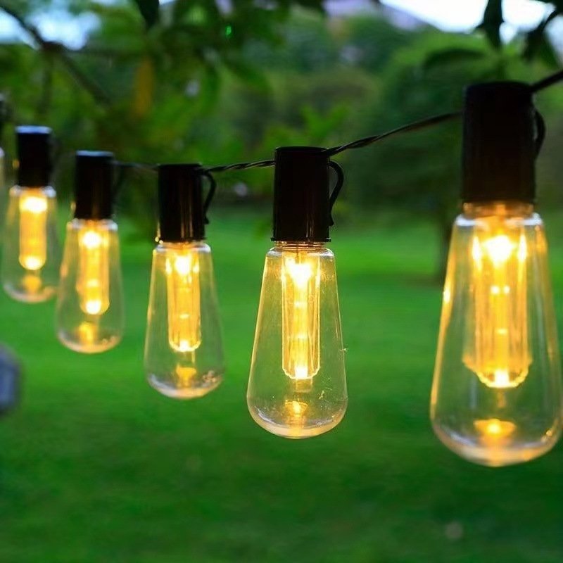 Solar String Lights Outdoor Solar Waterproof Retro Bulb Fairy String Lights for Cafe Wedding Party Patio Holiday Decoration